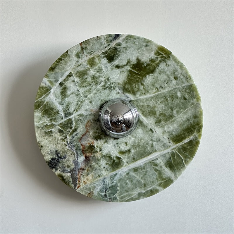 Evvarel Modern Minimalist Green Marble Metal Sconce Wall Lamp - Lamp Copper