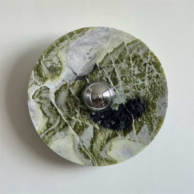 Evvarel Modern Minimalist Green Marble Metal Sconce Wall Lamp - Lamp Copper