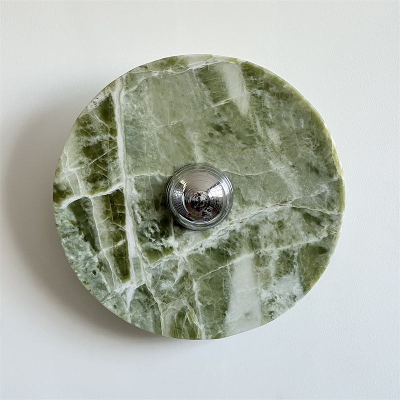Evvarel Modern Minimalist Green Marble Metal Sconce Wall Lamp - Lamp Copper