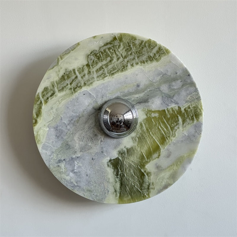 Evvarel Modern Minimalist Green Marble Metal Sconce Wall Lamp - Lamp Copper