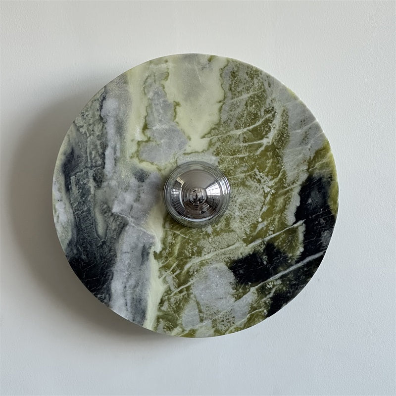 Evvarel Modern Minimalist Green Marble Metal Sconce Wall Lamp - Lamp Copper