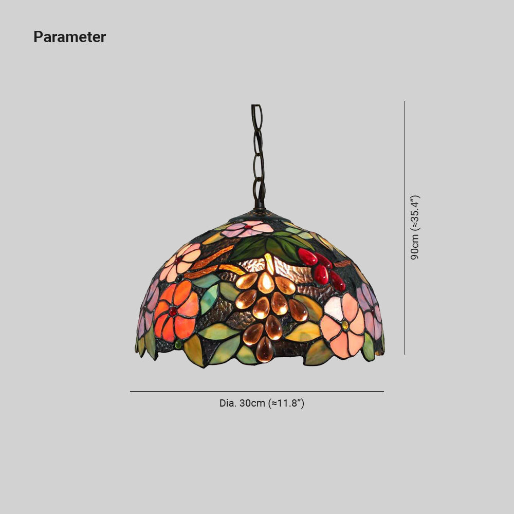 Tiffany Retro LED Lámpara colgante Multicolor Flor Vidrio Salón