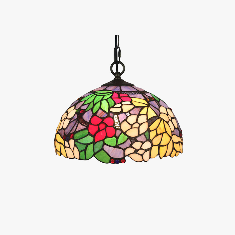Tiffany Retro LED Lámpara colgante Multicolor Flor Vidrio Salón