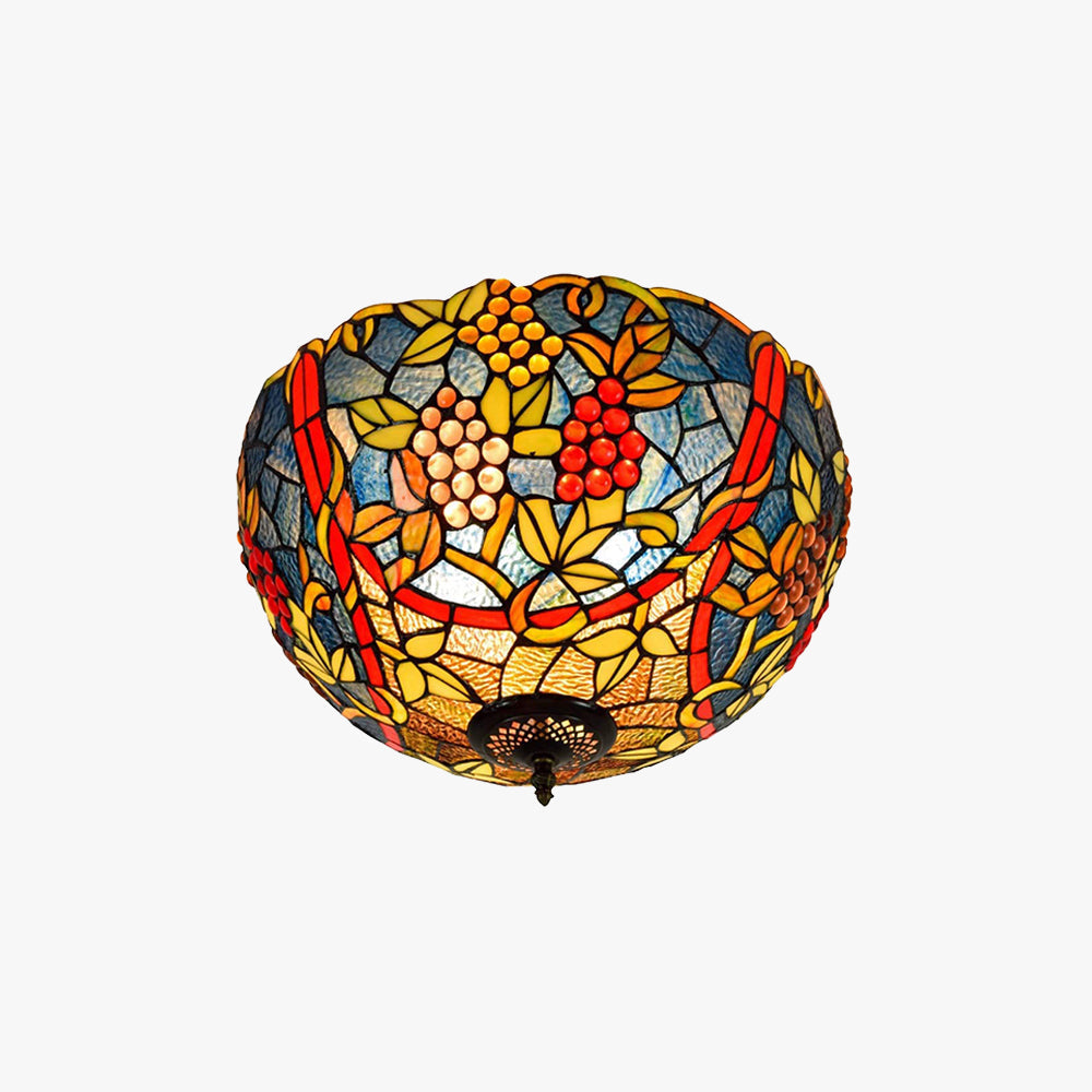 Tiffany Vintage LED Plafón Multicolor Metal/Vidrio Dormitorio/Salón
