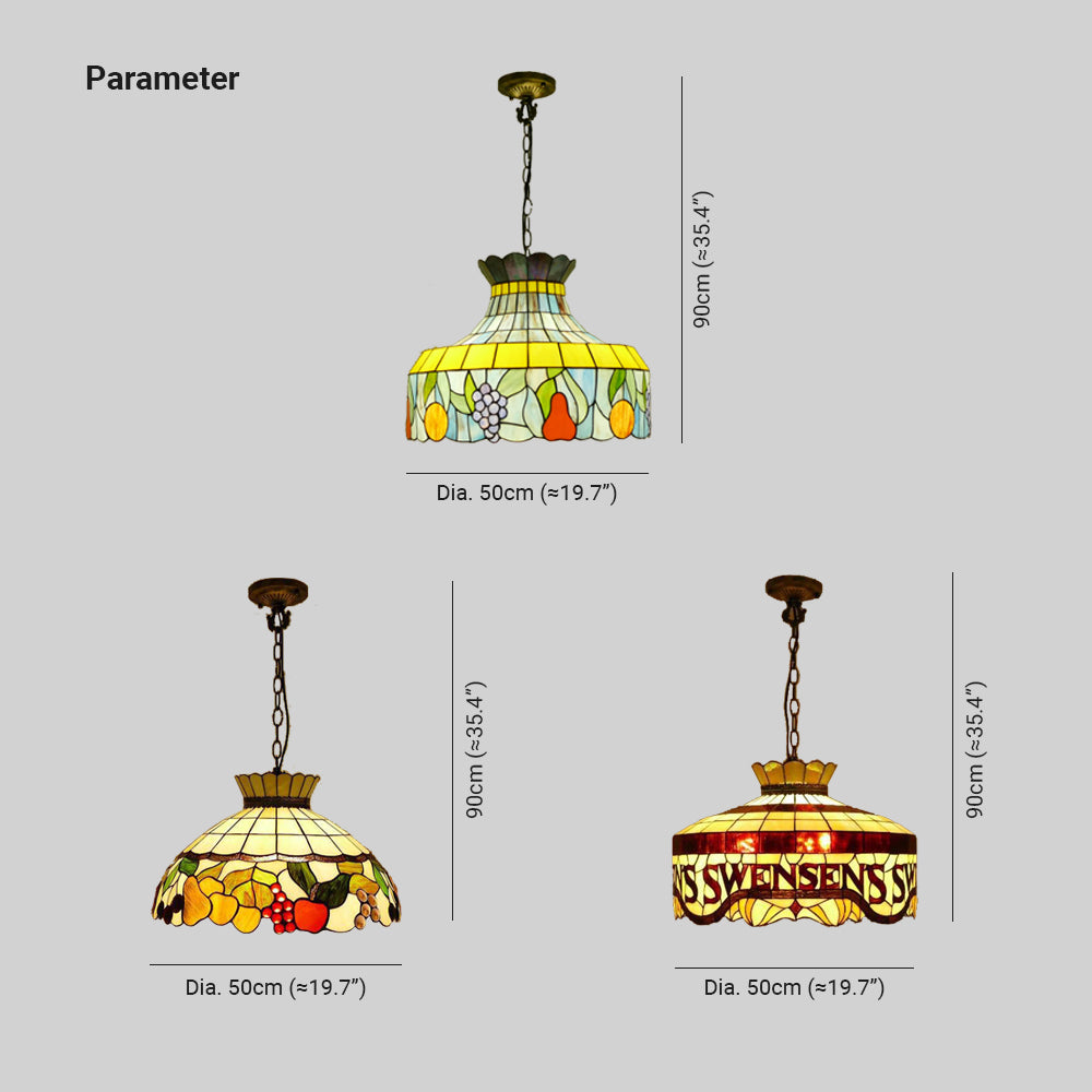 Tiffany Vintage LED Lámpara Colgante Multicolor Metal Vidrio Dormitorio