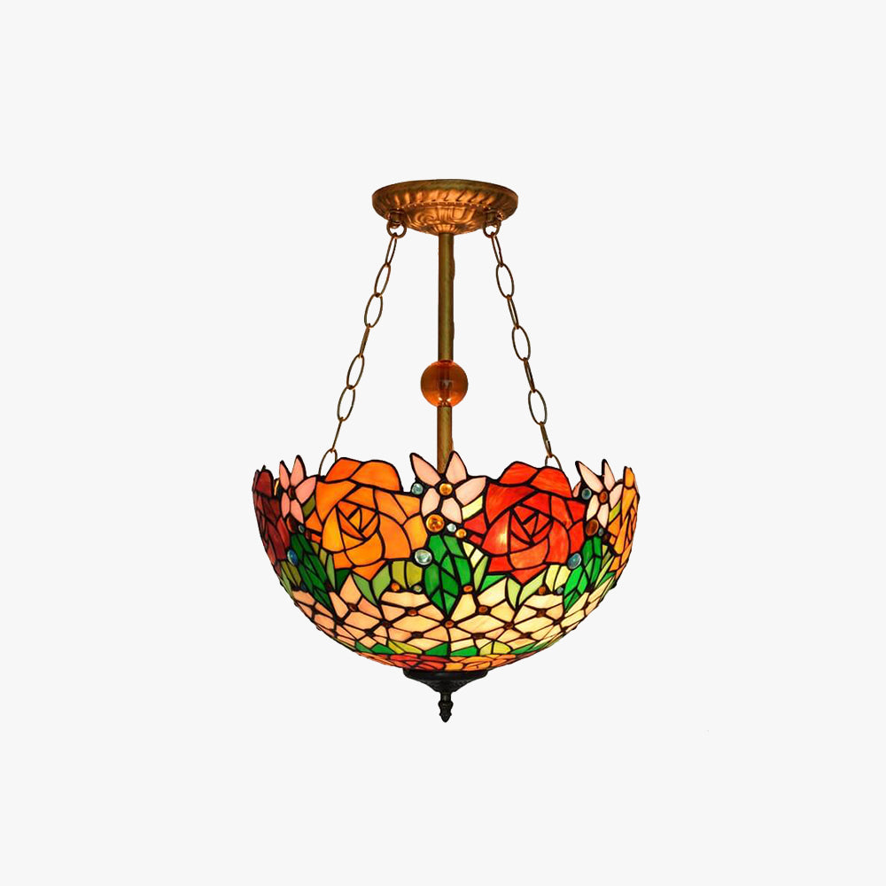 Tiffany Vintage LED Lámpara Colgante Vidrio Salón