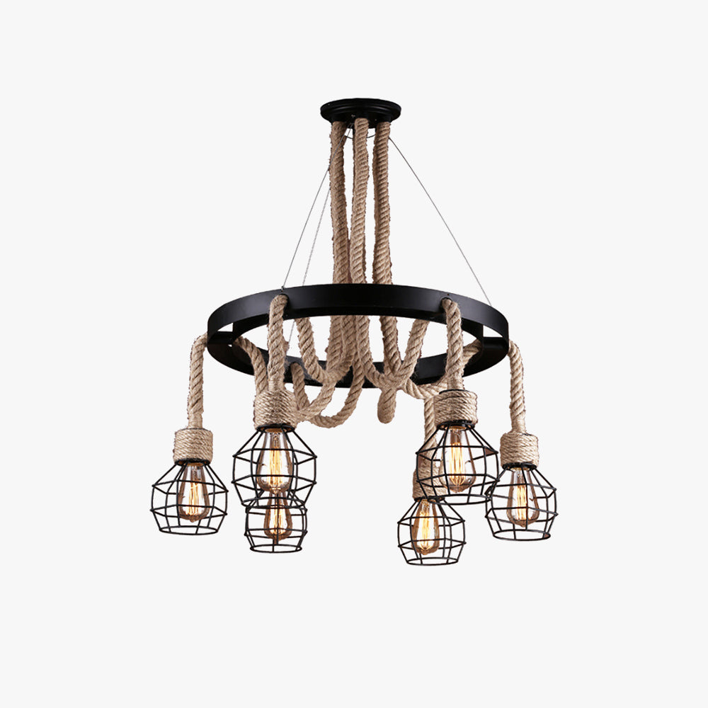 Epoch Industrial LED Lámparas De Araña Metal/Cuerda Salón