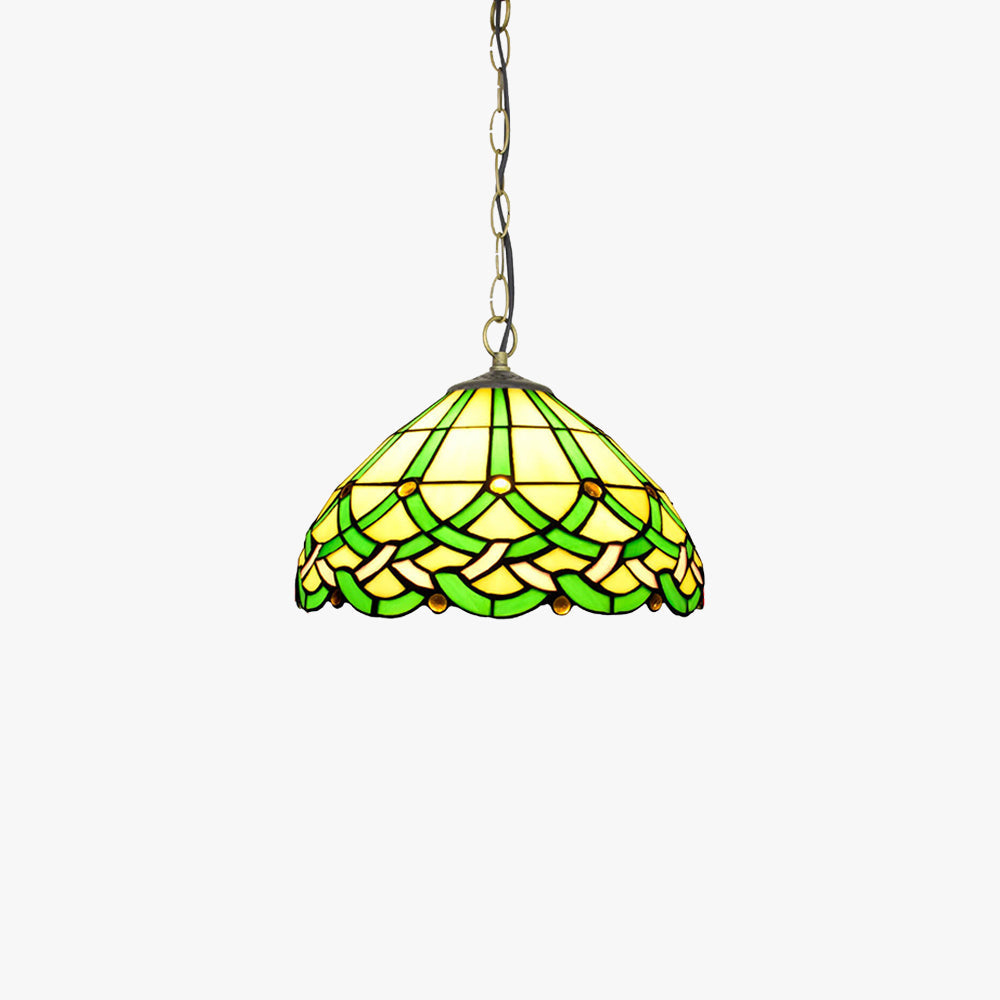 Tiffany Vintage Línea Gemas Cono Lámpara Colgante Vidrio Dormitorio
