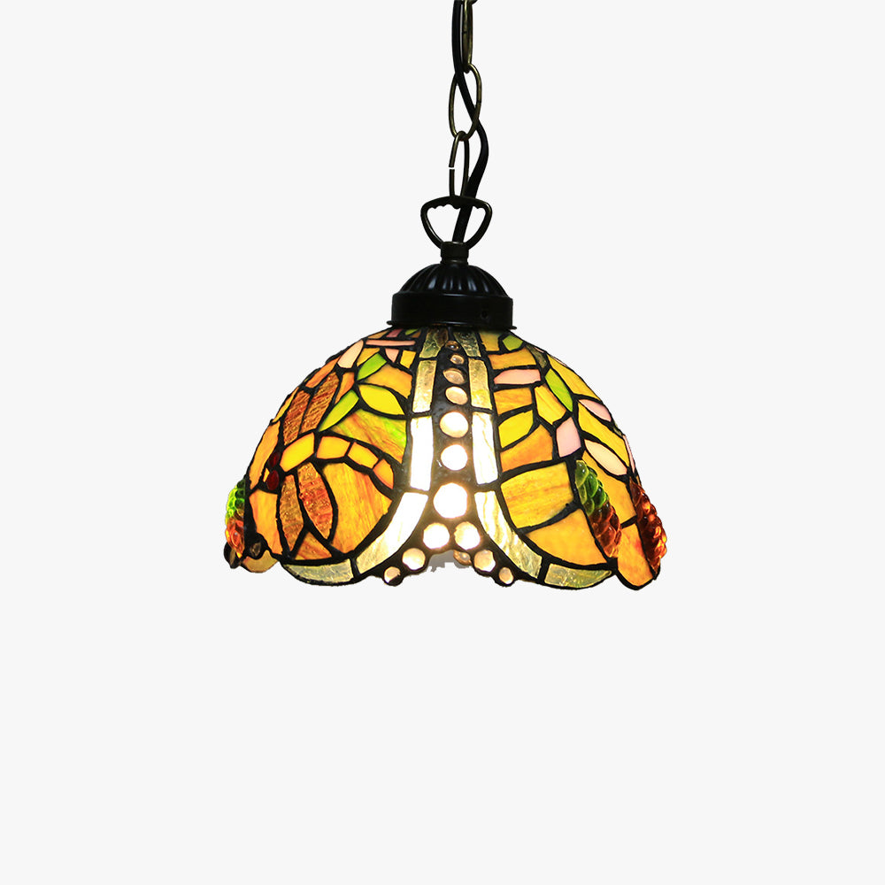 Tiffany Casa Rural LED Lámpara Colgante Metal Vidrio Dormitorio