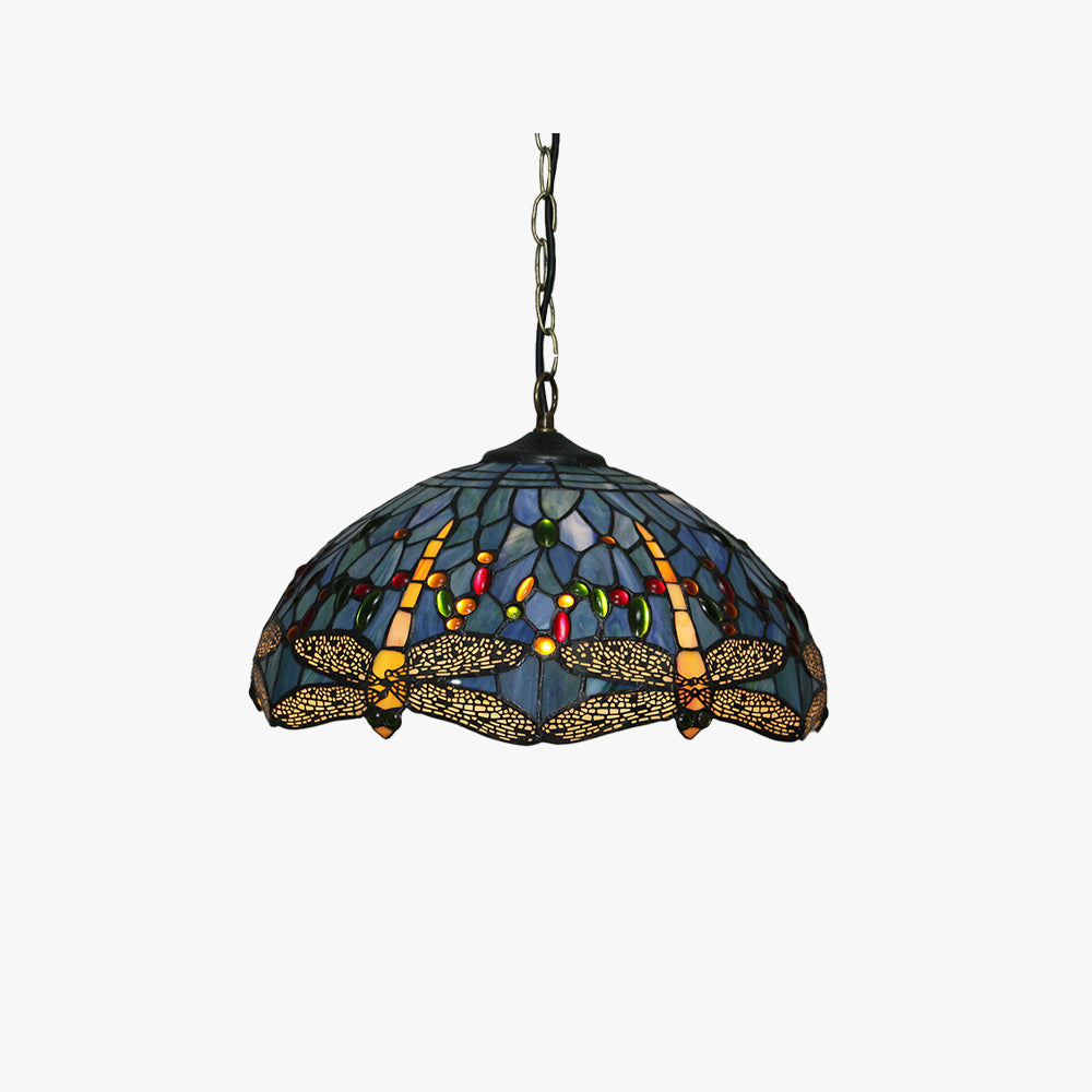 Tiffany Vintage Lámpara Colgante Manchado Vidrio Metal Salón