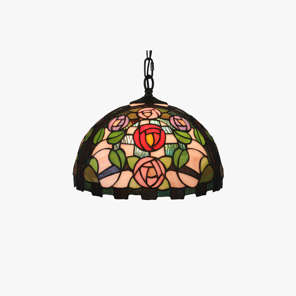 Tiffany Vintage LED Lámpara Colgante Rosa Metal/Vidrio Salón