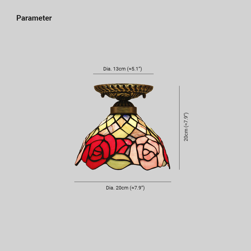 Tiffany Vintage Rosa LED Plafón Vidrio Salón/Dormitorio