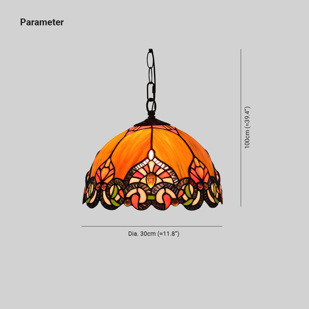 Tiffany Vintage Cúpula Lámpara Colgante Manchado Vidrio Salón