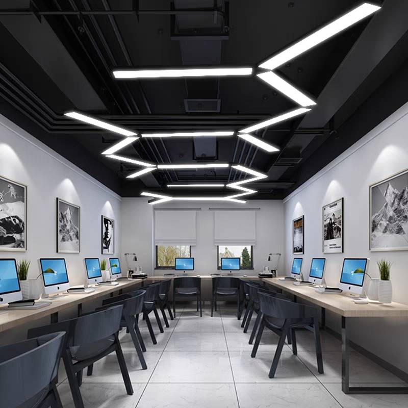 Arisha Minimalista Lámpara Colgante Rectangular LED Negra Acrílico Oficina