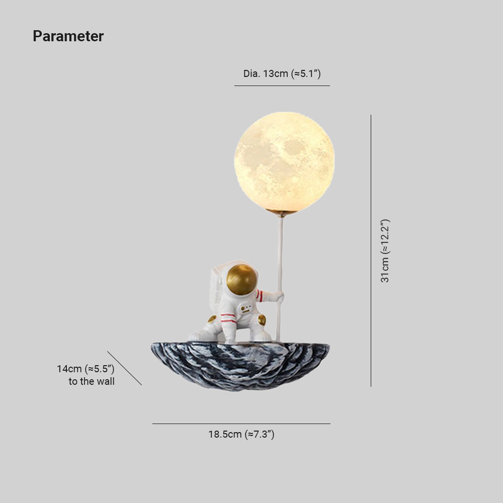 Aria Lindo Astronaut Metal LED Aplique de Pared Blanco