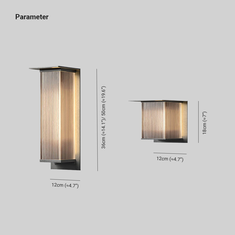Ray Retro Cuboide Metal/Acrílico LED Aplique de Pared Exterior Negro