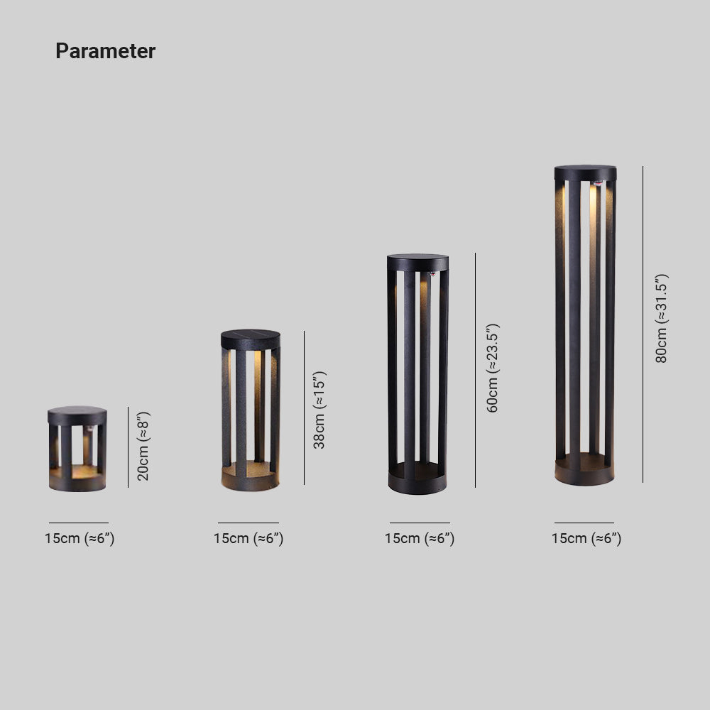 Ray Minimalista Cilíndrica Metal Solar Lámpara De Pie Exterior