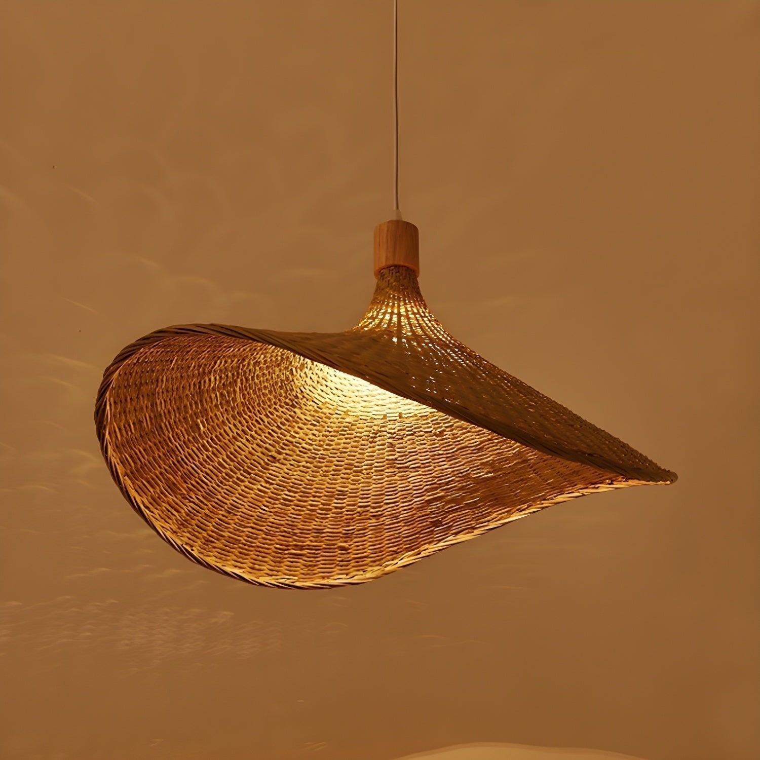 Rattan Weave Hat Pendant Light - Letslighting