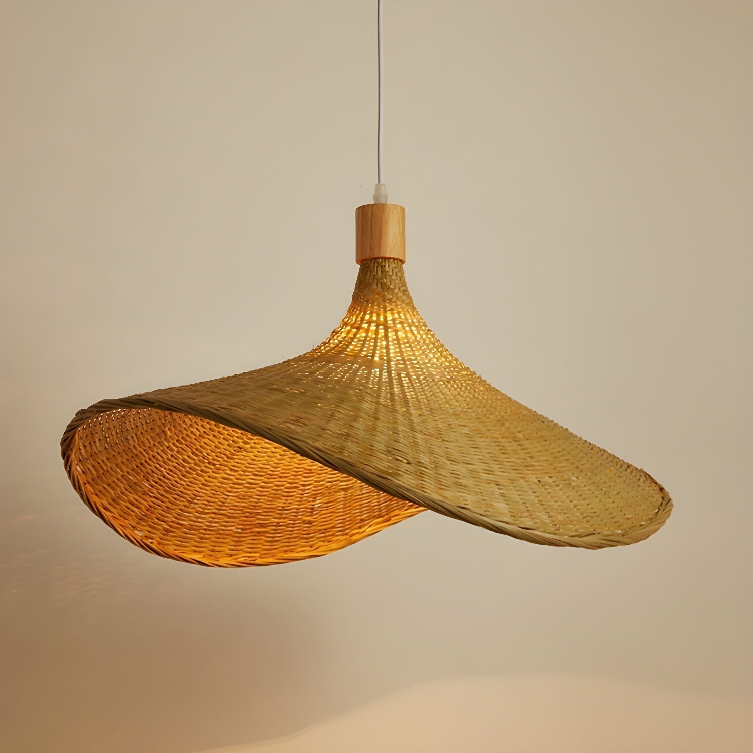 Rattan Weave Hat Pendant Light - Letslighting