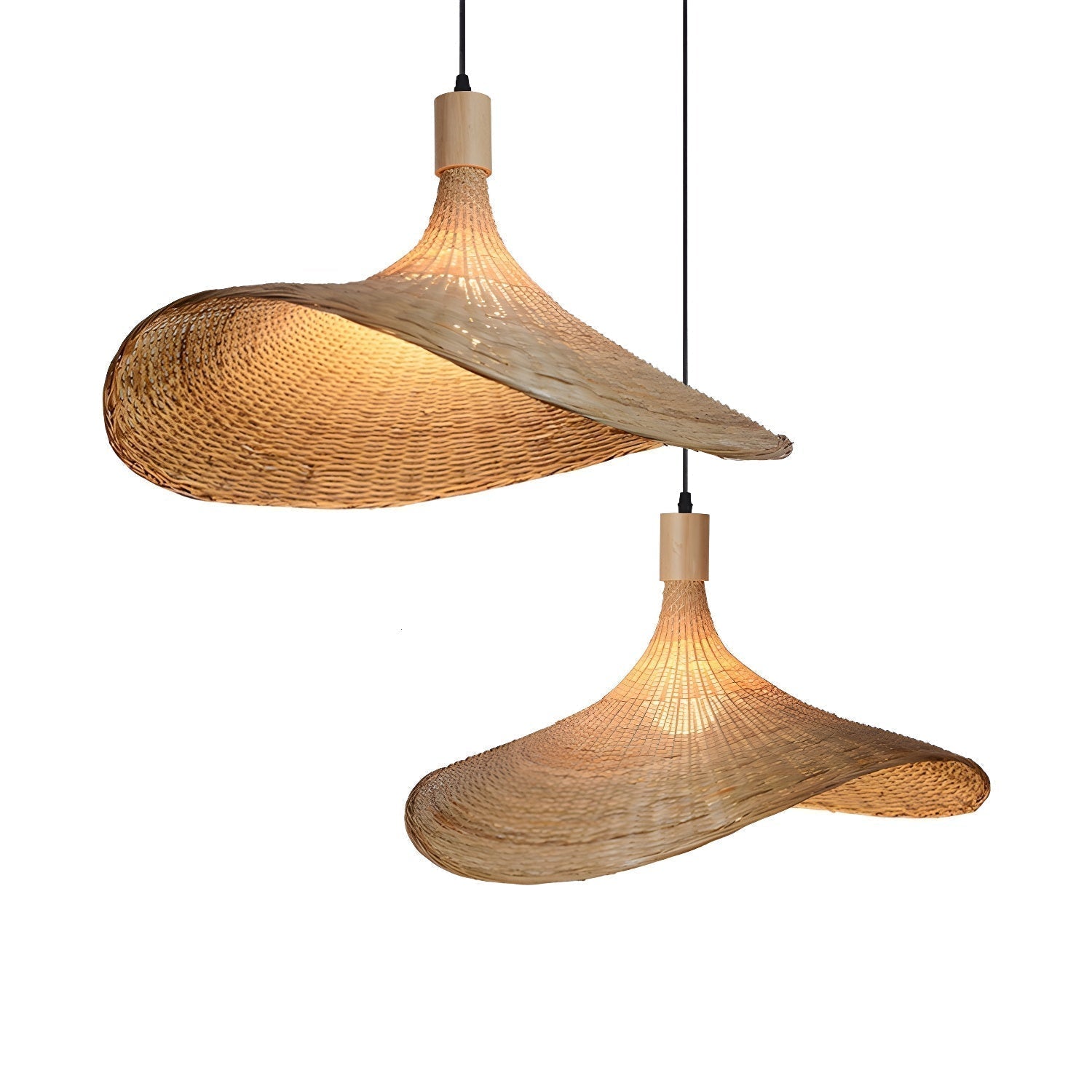 Rattan Weave Hat Pendant Light - Letslighting