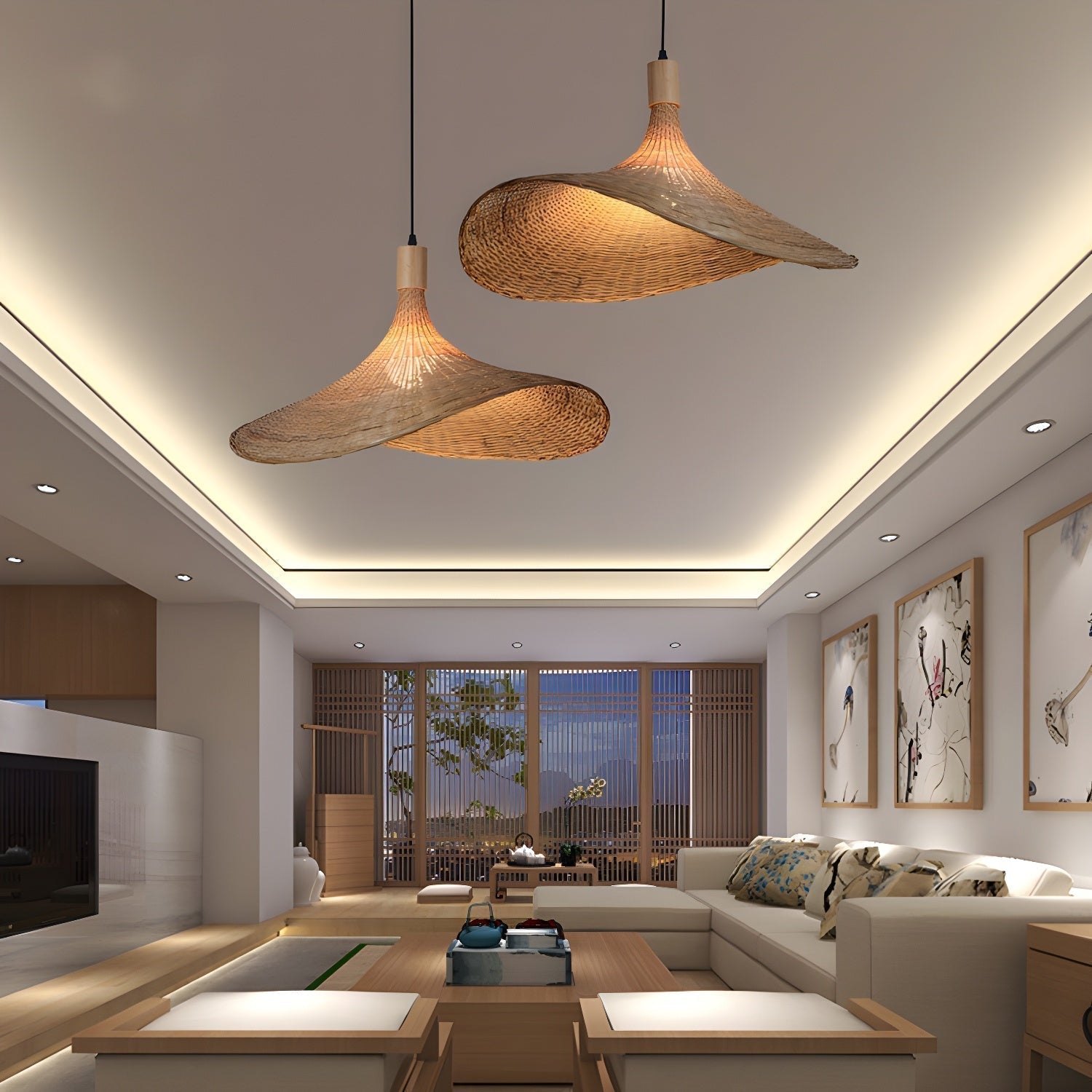 Rattan Weave Hat Pendant Light - Letslighting