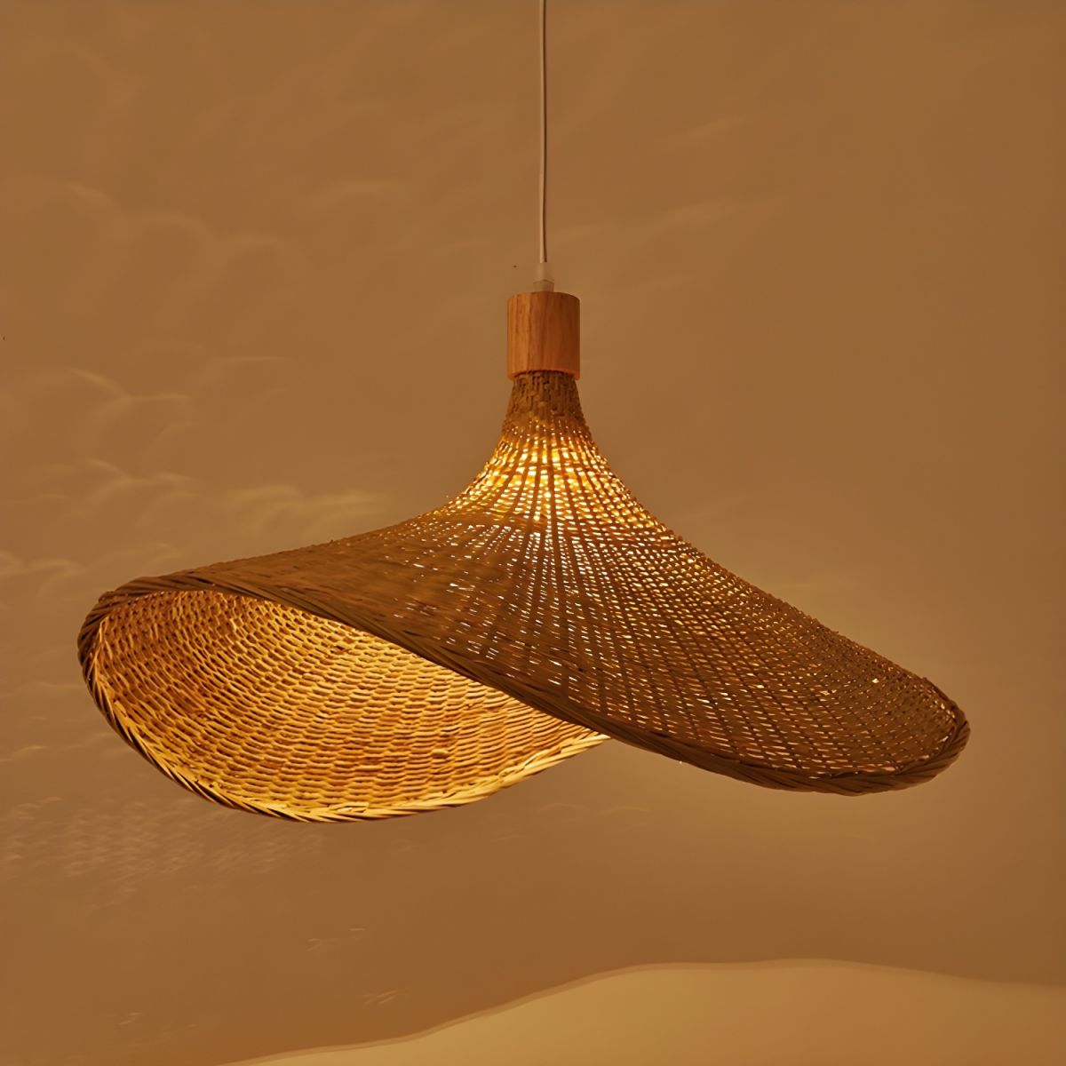 Rattan Weave Hat Pendant Light - Letslighting