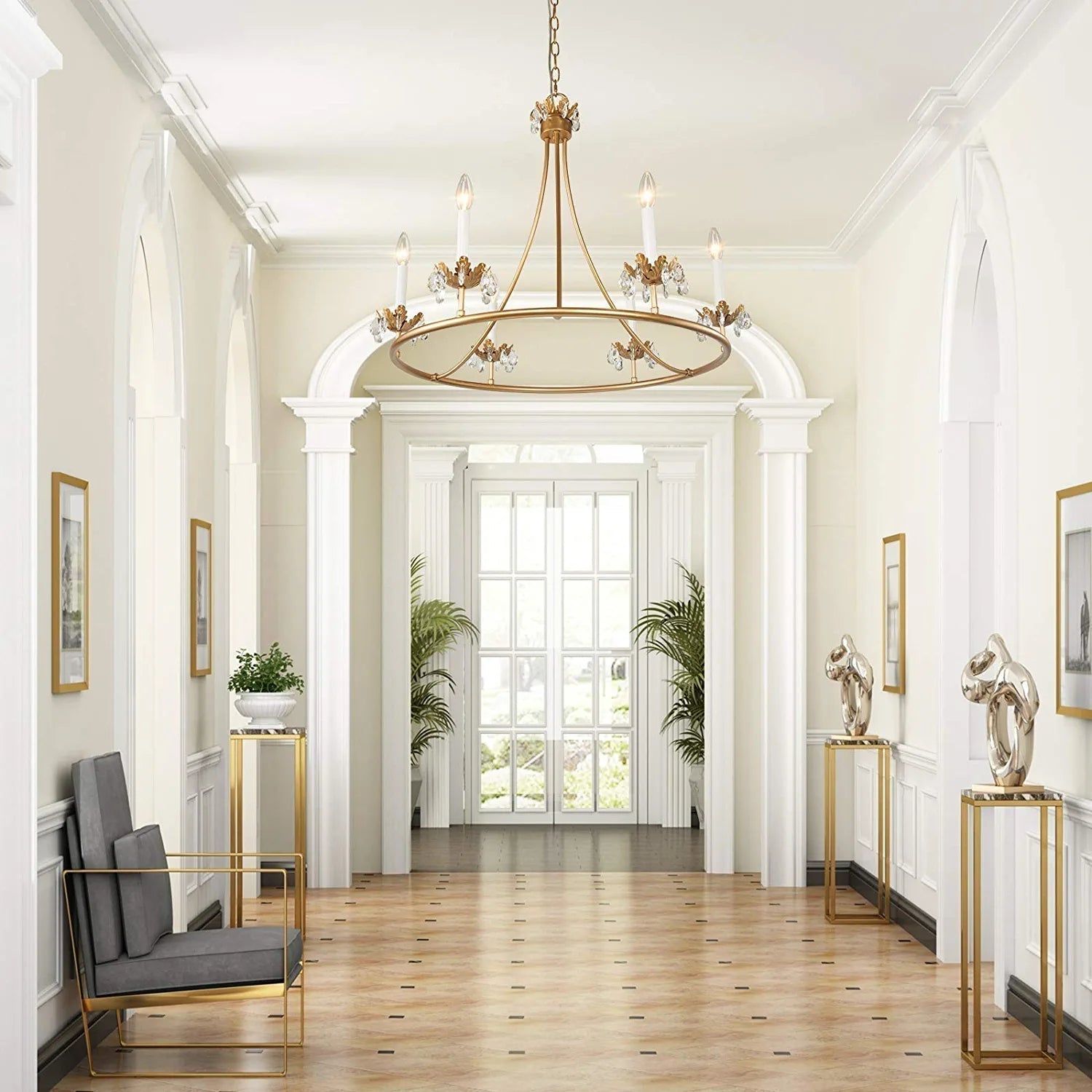 Yrvuvyh Vintage Industrial Luxury Brass Crystal Chandelier - Lamp Copper