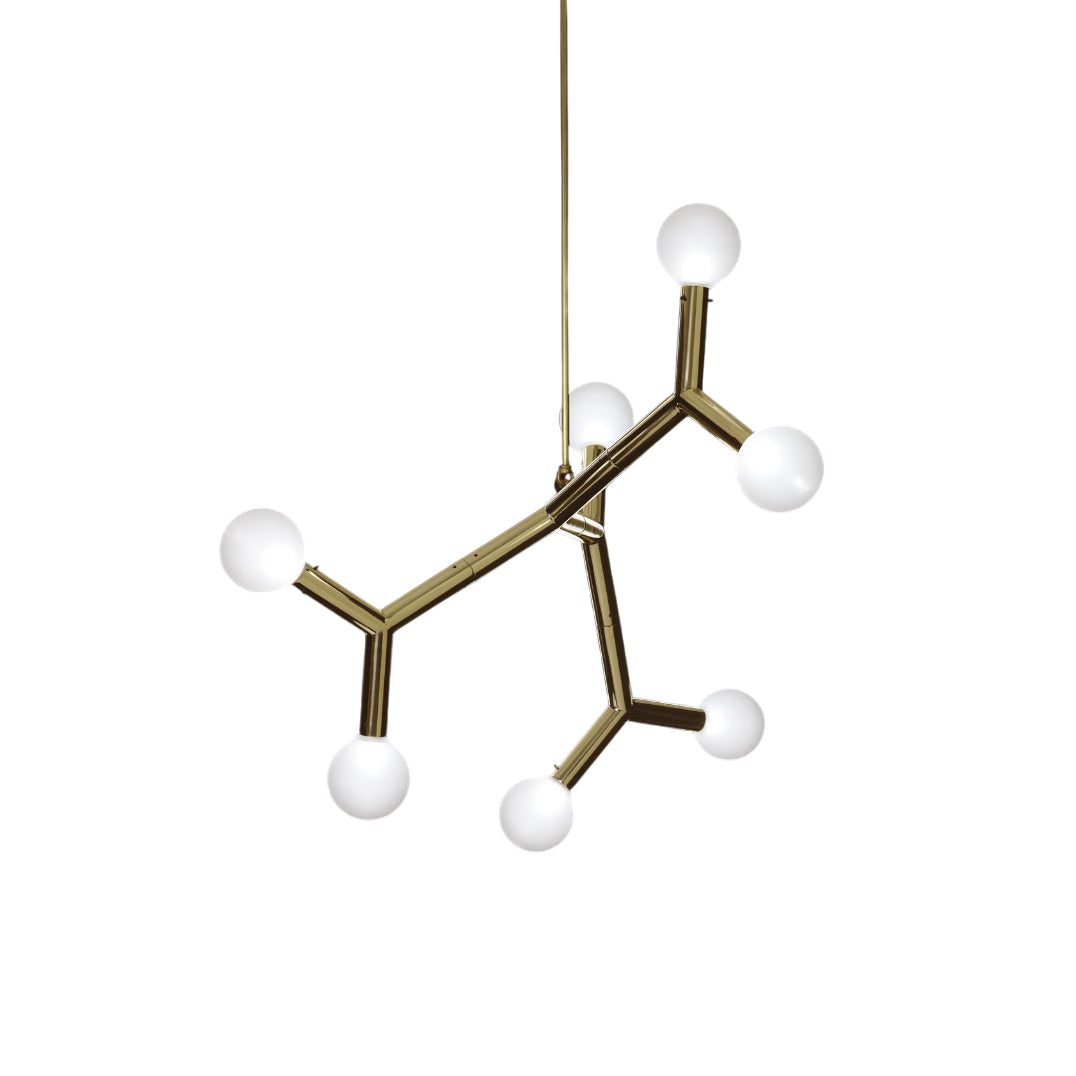 Ulfuvyu Modern Minimalist Ball Brass Glass Chandelier - Lamp Copper