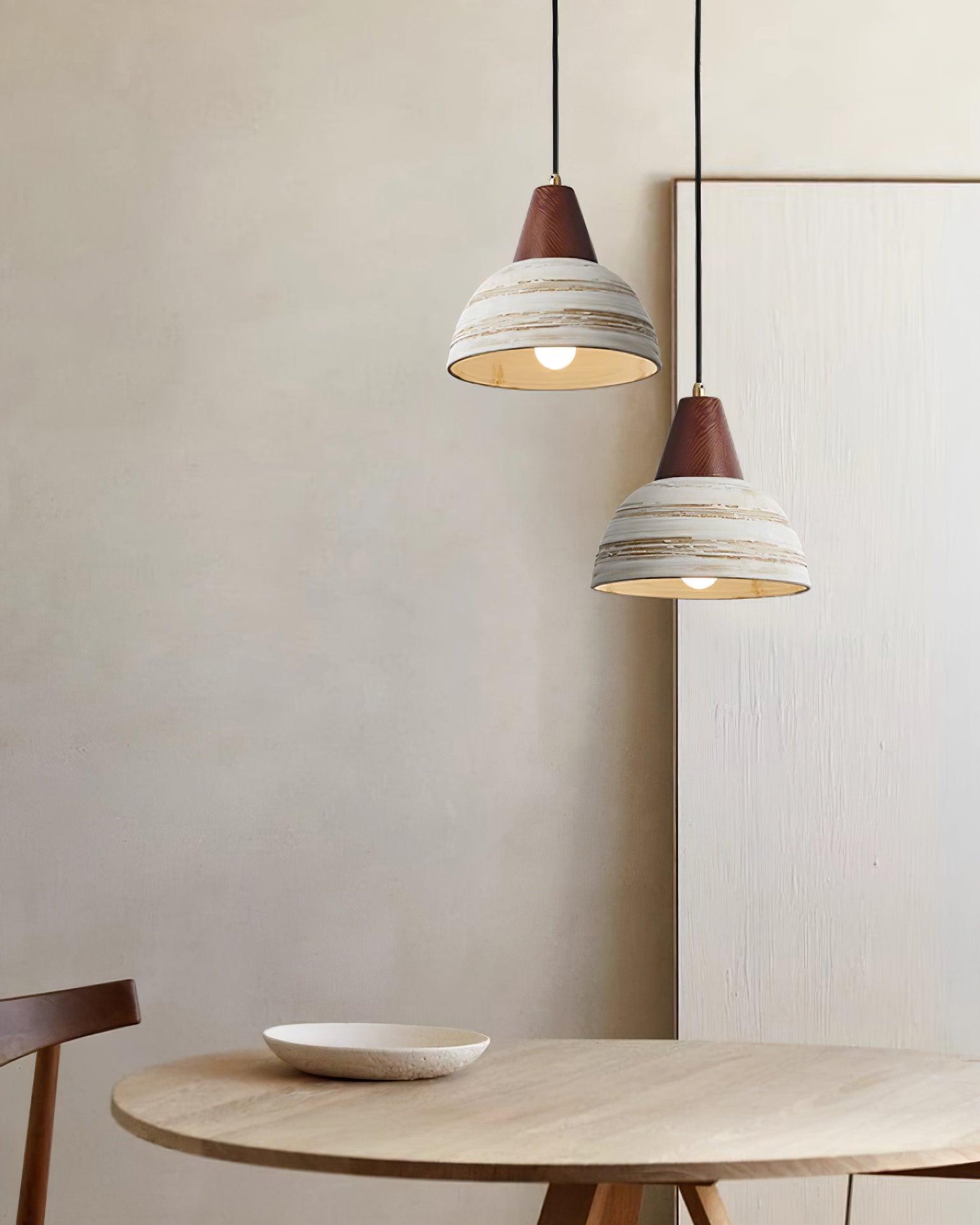 Pendant Lamp Textured Ceramic Shade Tapered Nordic Minimalist - Letslighting