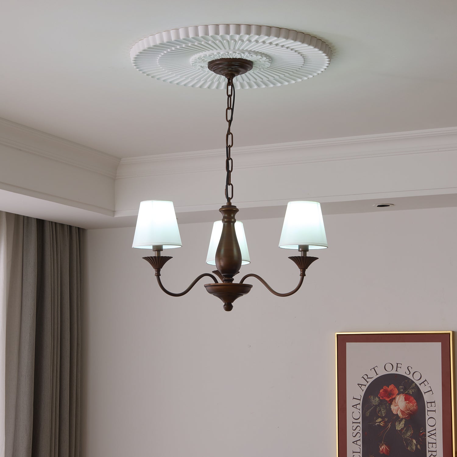 Aurora Chandelier Fabric Shade Vintage - Letslighting