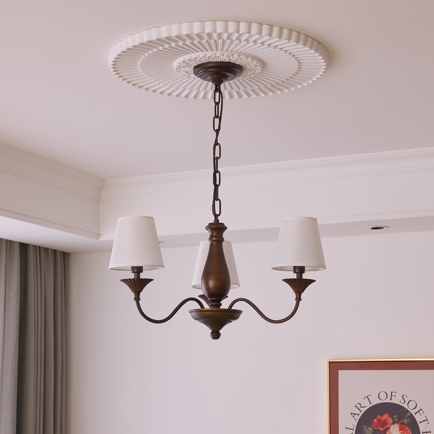 Aurora Chandelier Fabric Shade Vintage - Letslighting