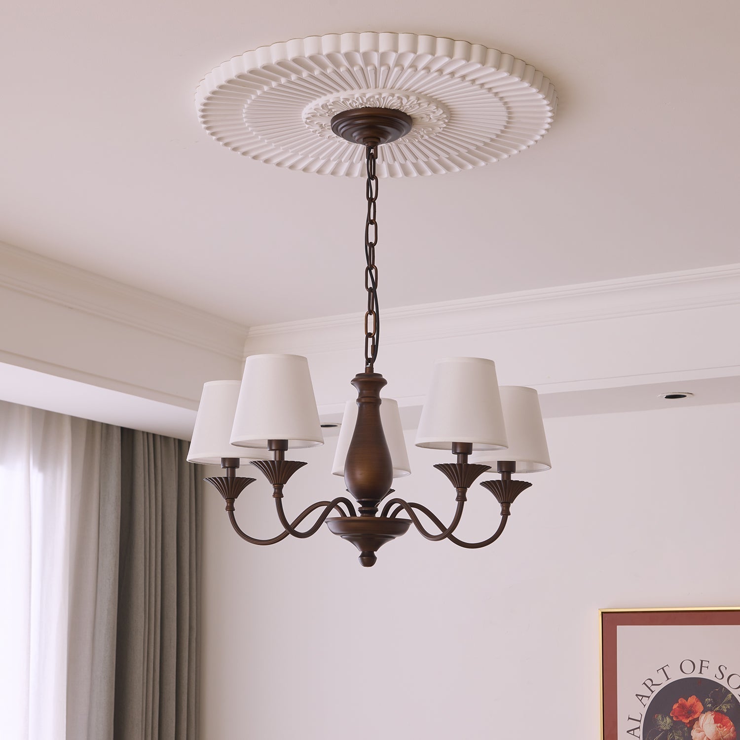 Aurora Chandelier Fabric Shade Vintage - Letslighting
