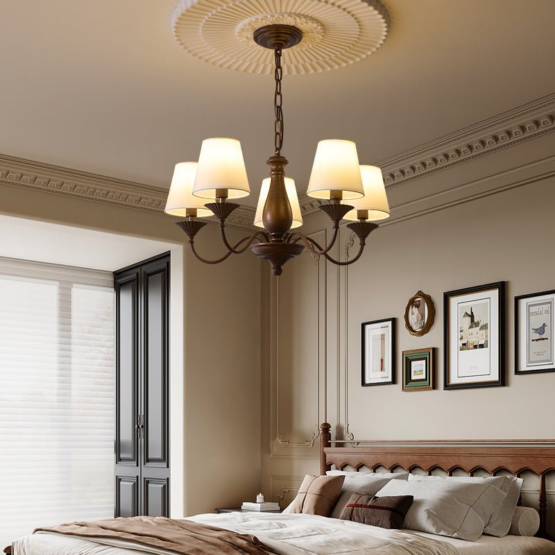 Aurora Chandelier Fabric Shade Vintage - Letslighting