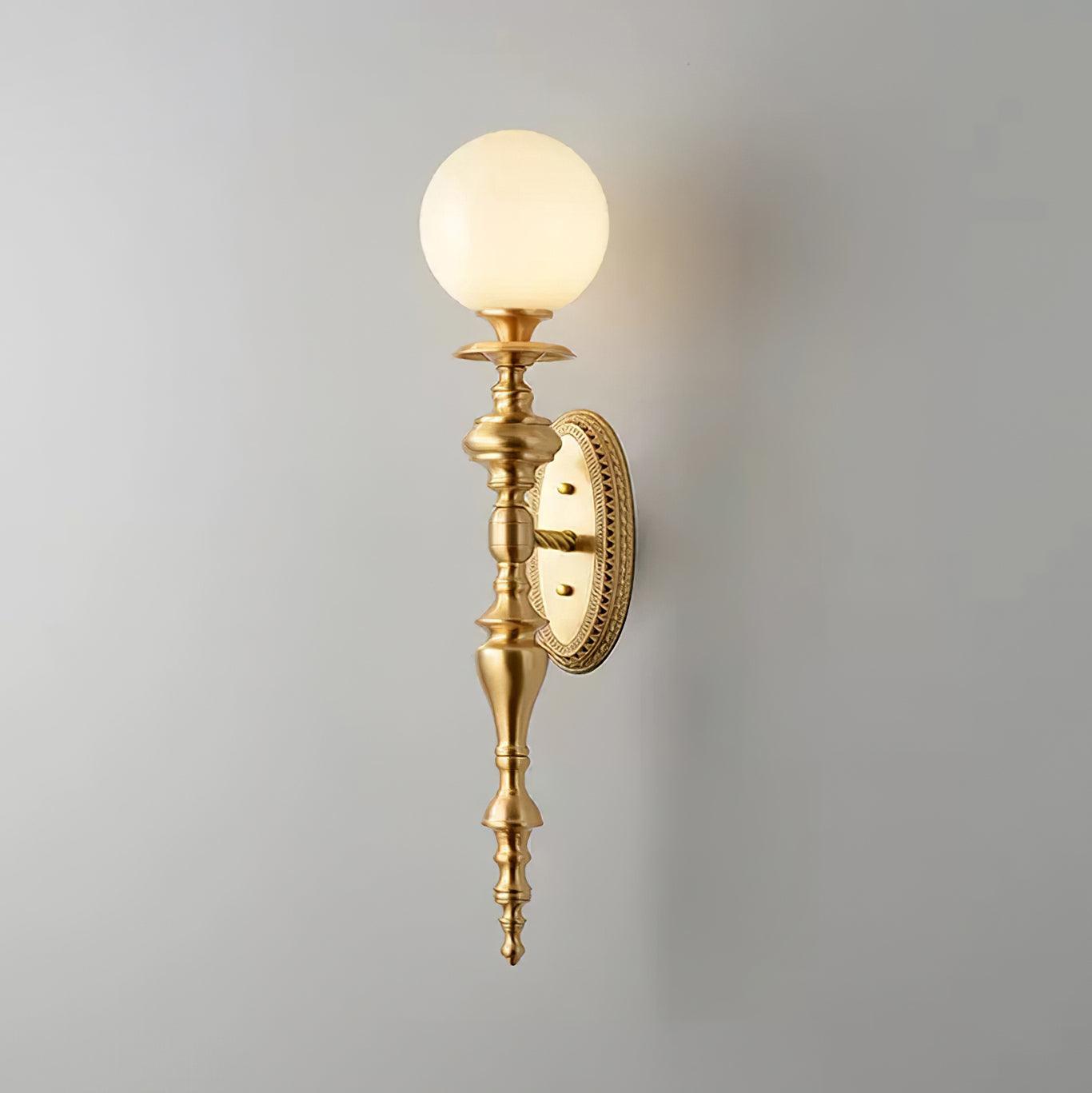 Wall Lamp Sculpted Brass Body Globe Shade Classic Elegant Statement - Letslighting
