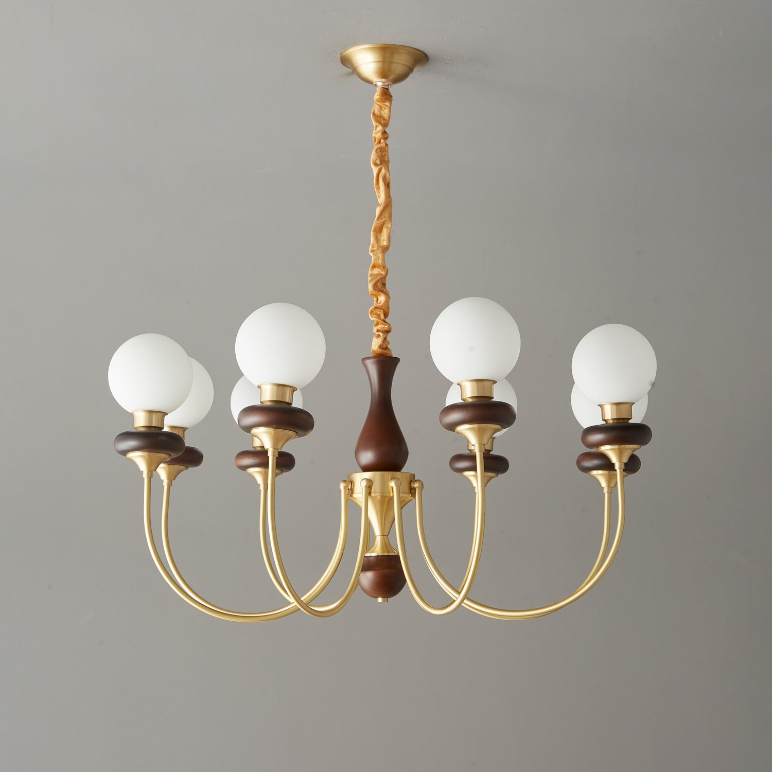 Cotheor Vintage Traditional Arc Wood Glass Chandelier - Letslighting