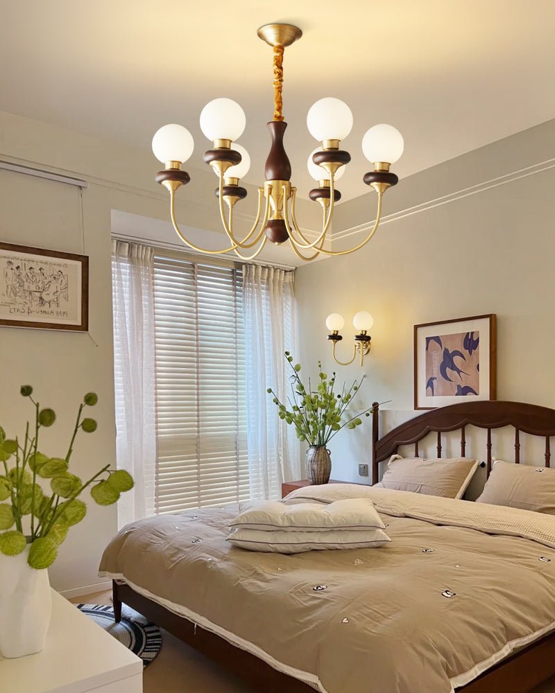 Cotheor Vintage Traditional Arc Wood Glass Chandelier - Letslighting