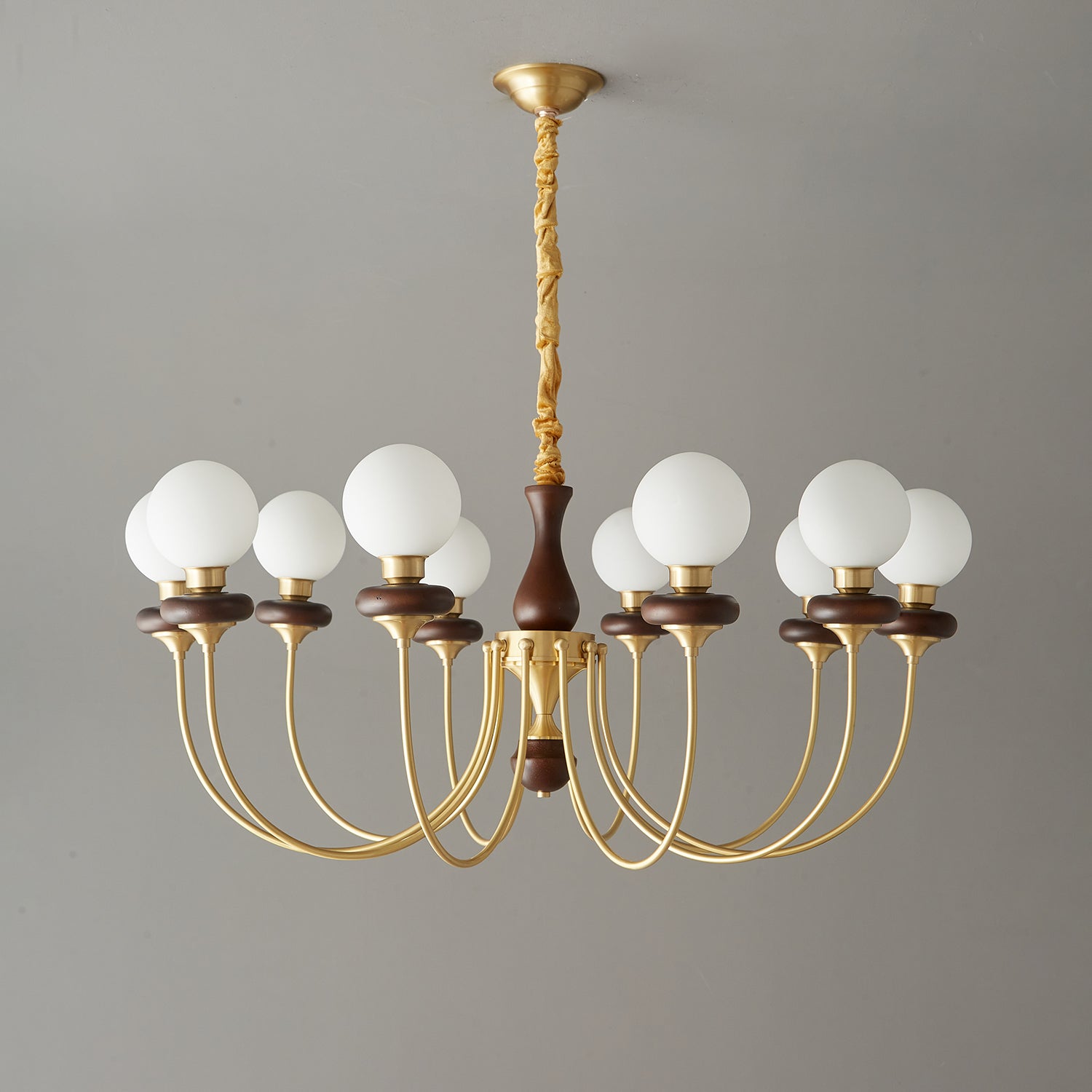 Cotheor Vintage Traditional Arc Wood Glass Chandelier - Letslighting