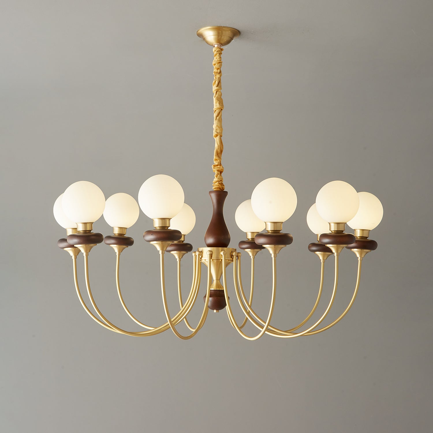 Cotheor Vintage Traditional Arc Wood Glass Chandelier - Letslighting