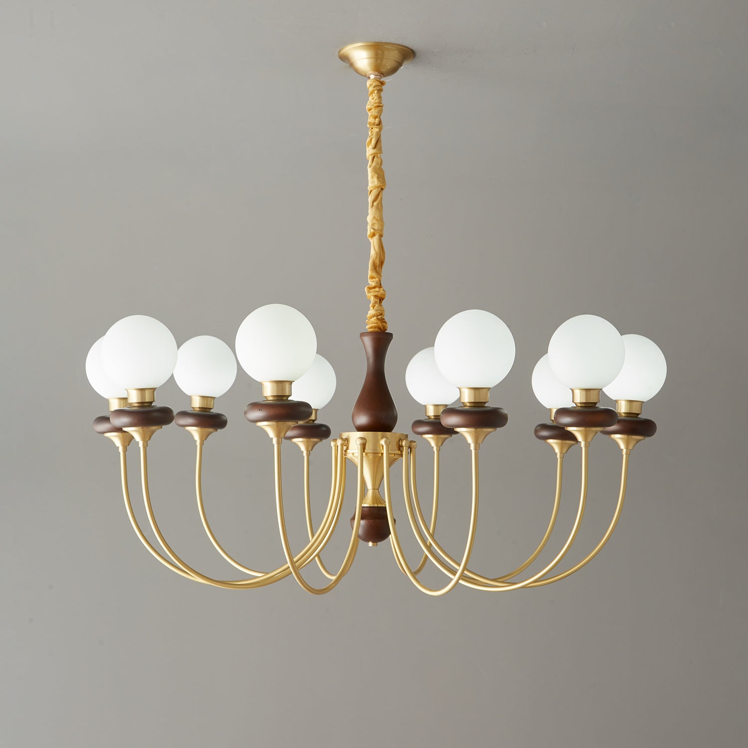 Cotheor Vintage Traditional Arc Wood Glass Chandelier - Letslighting