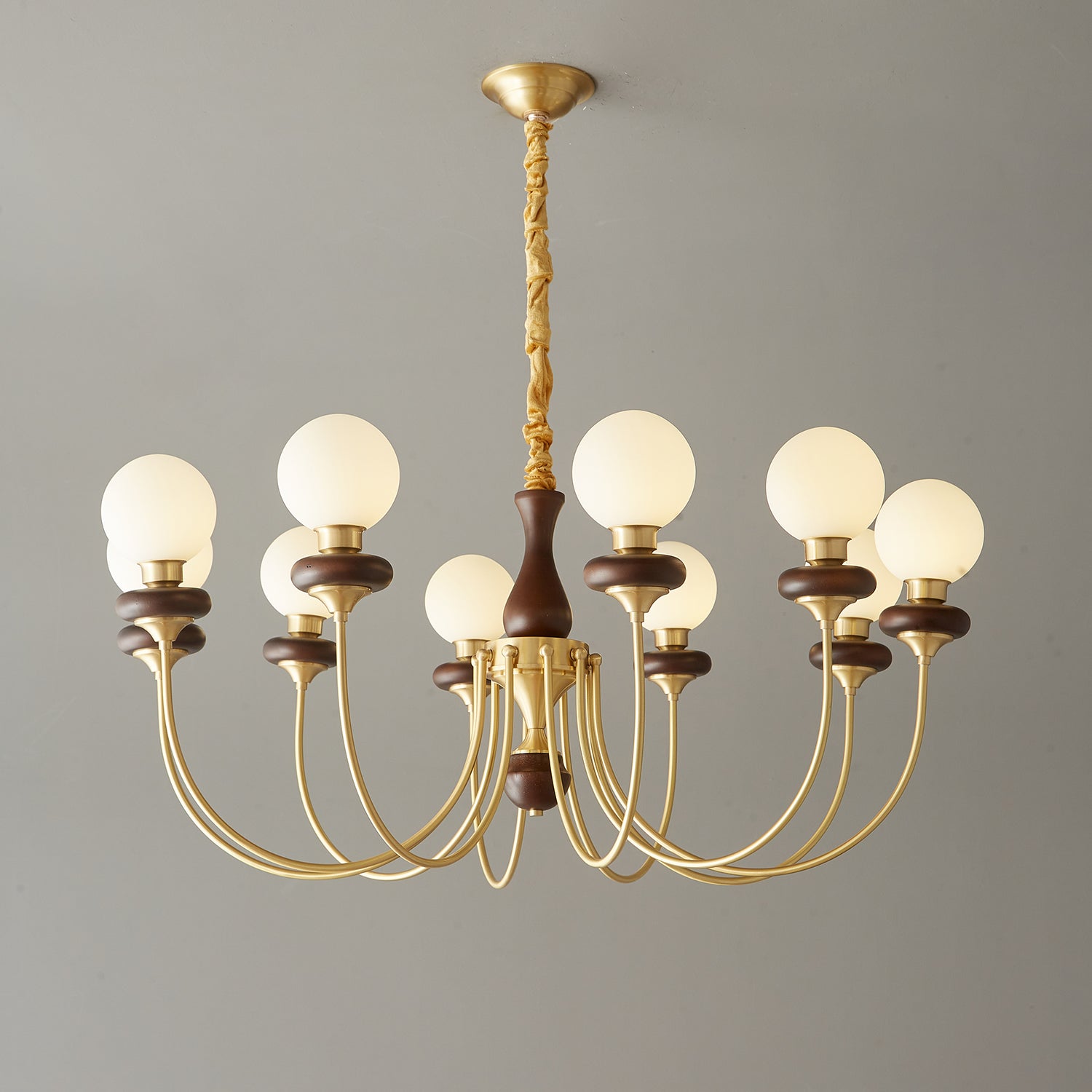 Cotheor Vintage Traditional Arc Wood Glass Chandelier - Letslighting