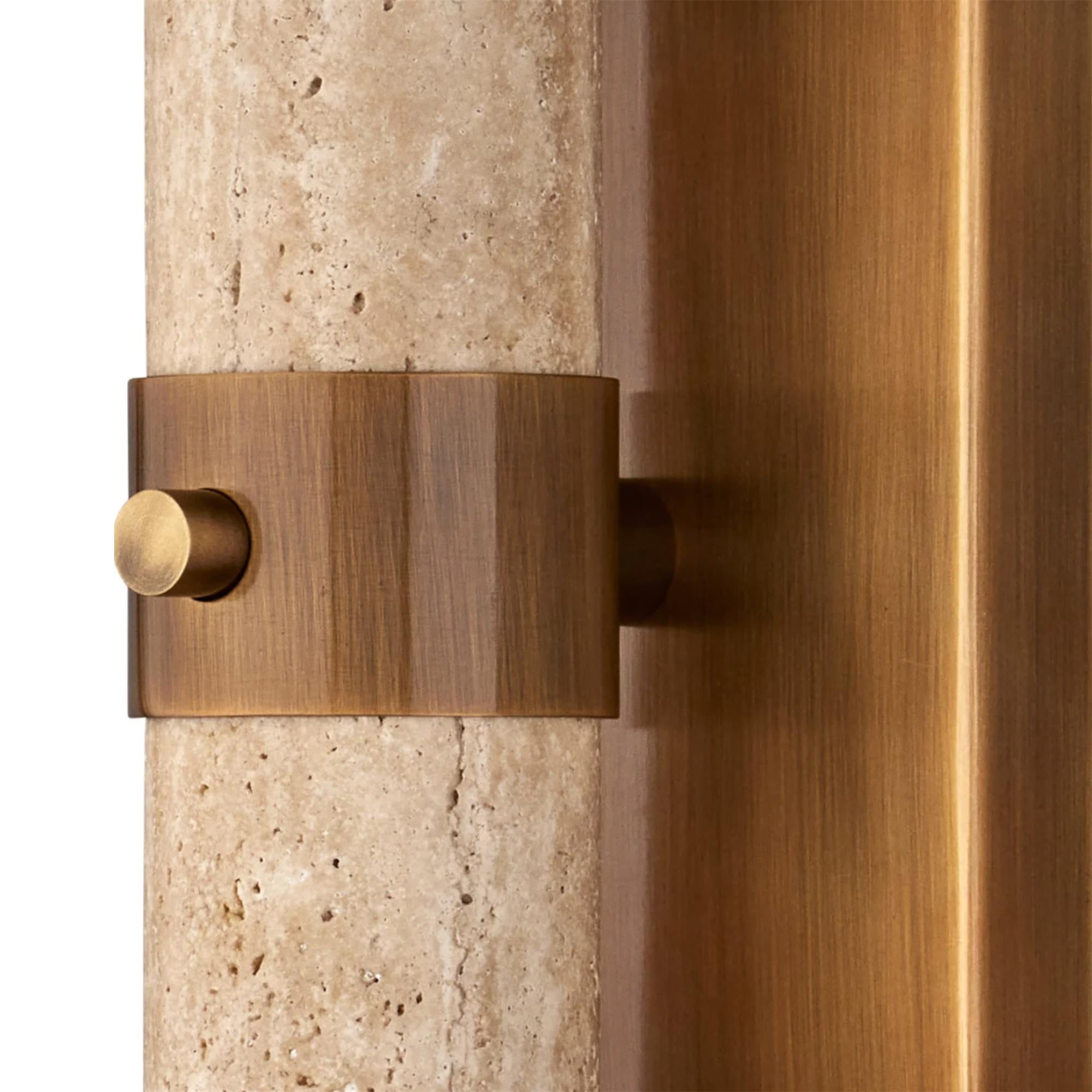 Dvaluvyh Modern Minimalist Travertine Metal Glass Wall Lamp - Lamp Copper