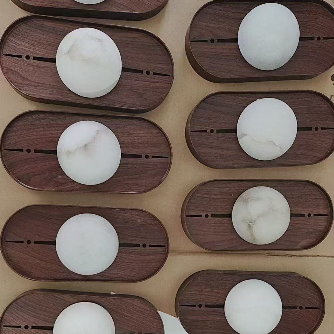 Driftwood Alabaster Wall Lamp Walnut Color