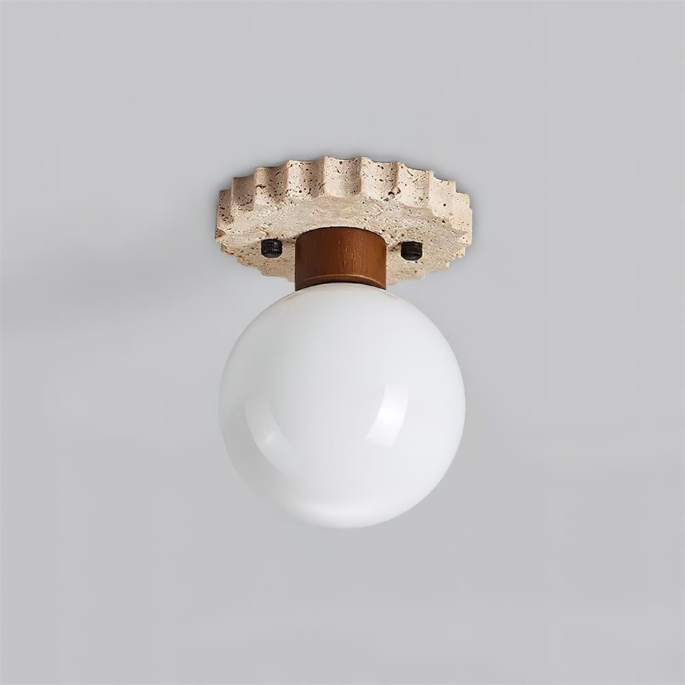 Ritta Ceiling Light Travertine Scalloped Base - Letslighting