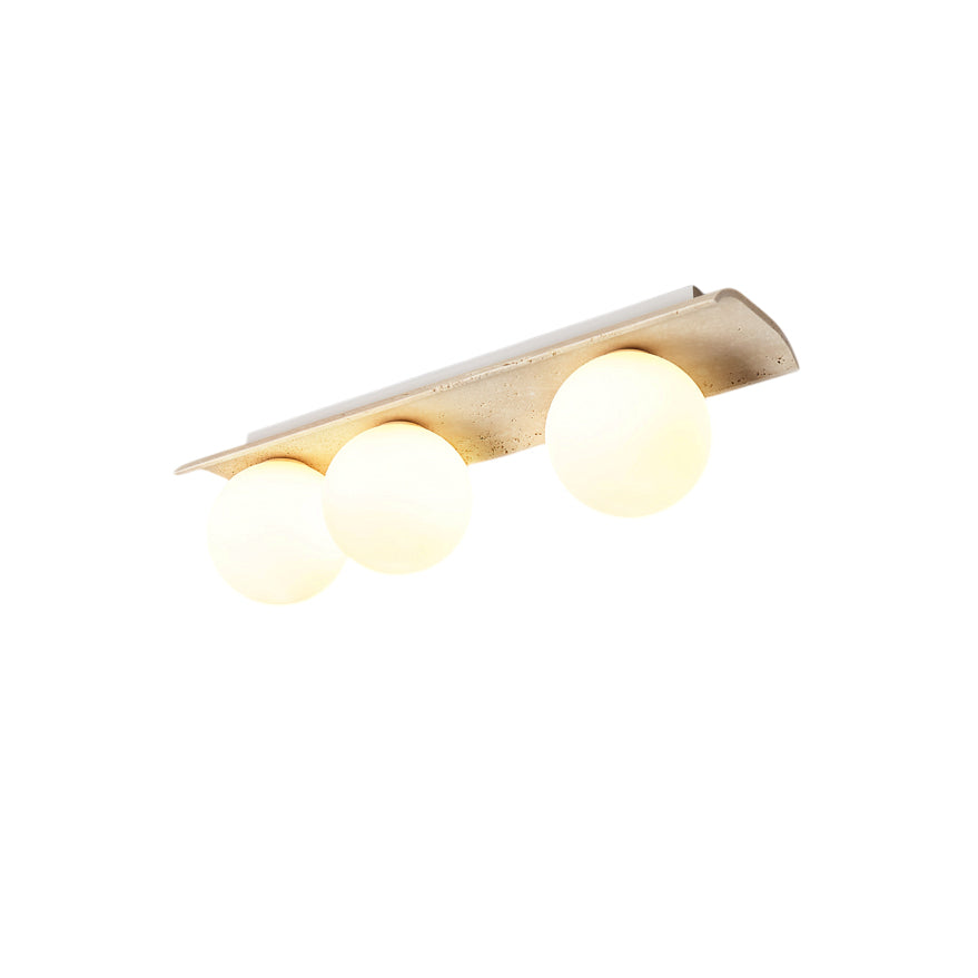 Bianca Globe Modern Minimalist Travertine Glass Ceiling Lamp - Lamp Copper