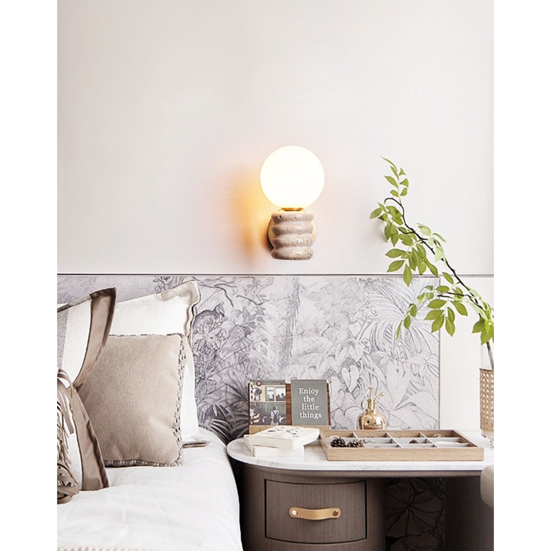 Ljomuvyh Modern Minimalist Travertine Glass Wall Lamp - Lamp Copper