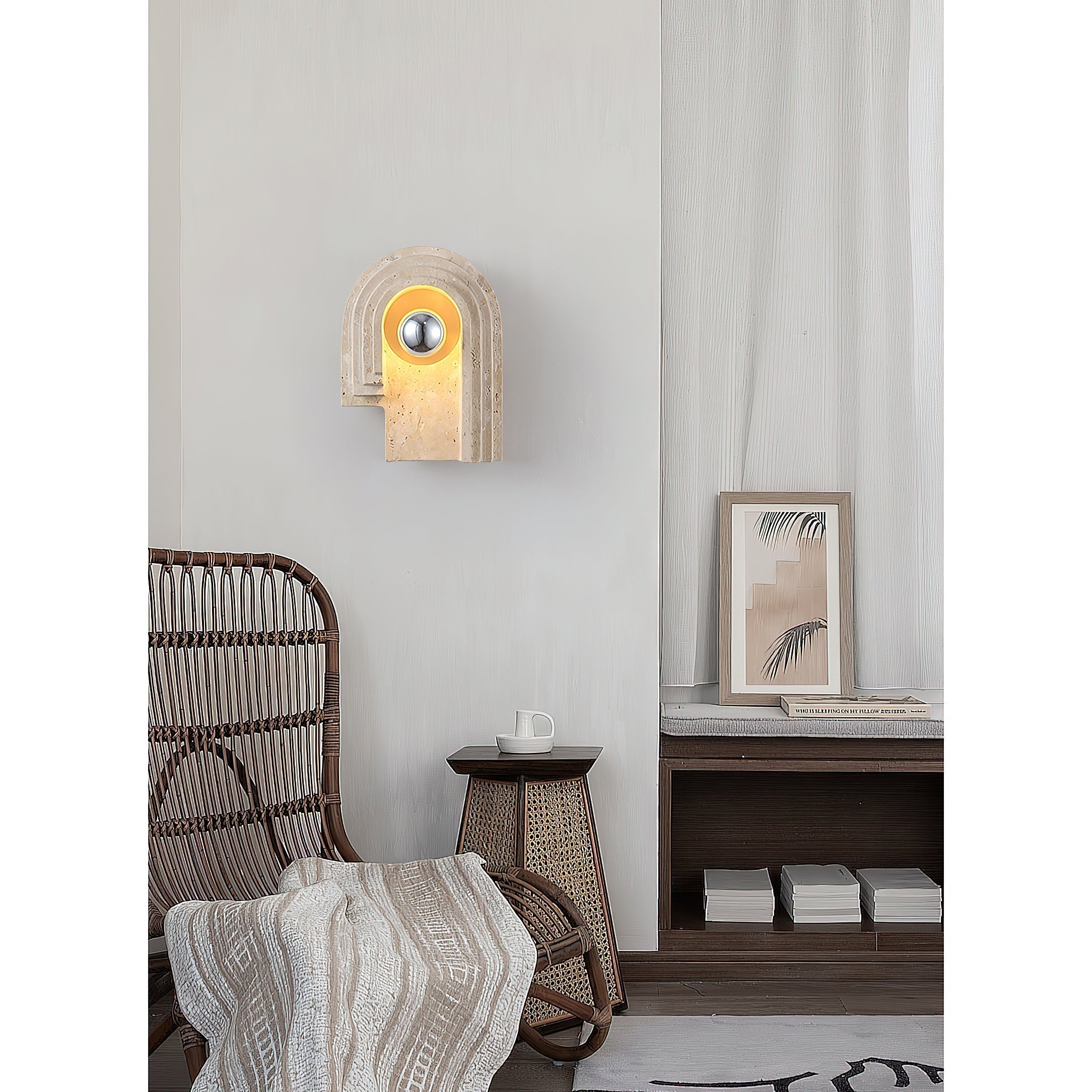 Mjolkuvyh Modern Minimalist Travertine Wall Lamp - Lamp Copper