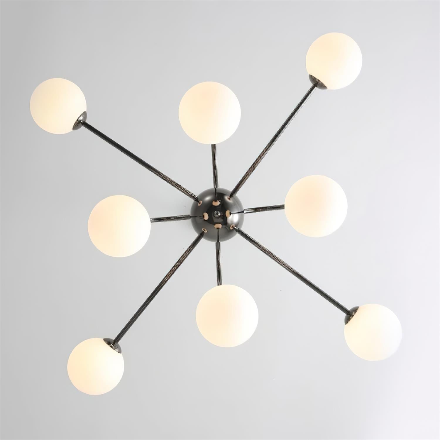 Chandelier Black Metal Arches Glass Globes Minimalist - Letslighting