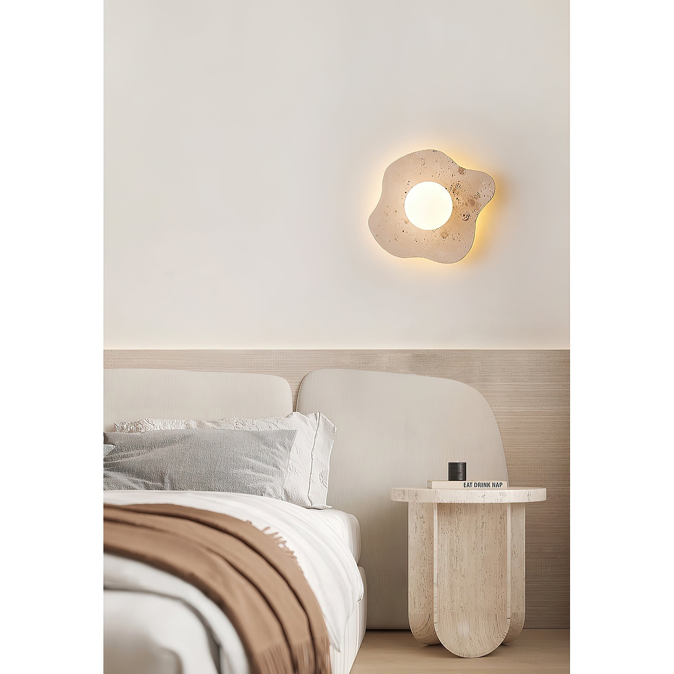 Tinduvyj Modern Minimalist Travertine Glass Wall Lamp - Lamp Copper
