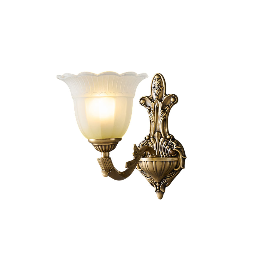 Sifuvyd Luxury Flower Brass Glass Metal Sconce - Lamp Copper