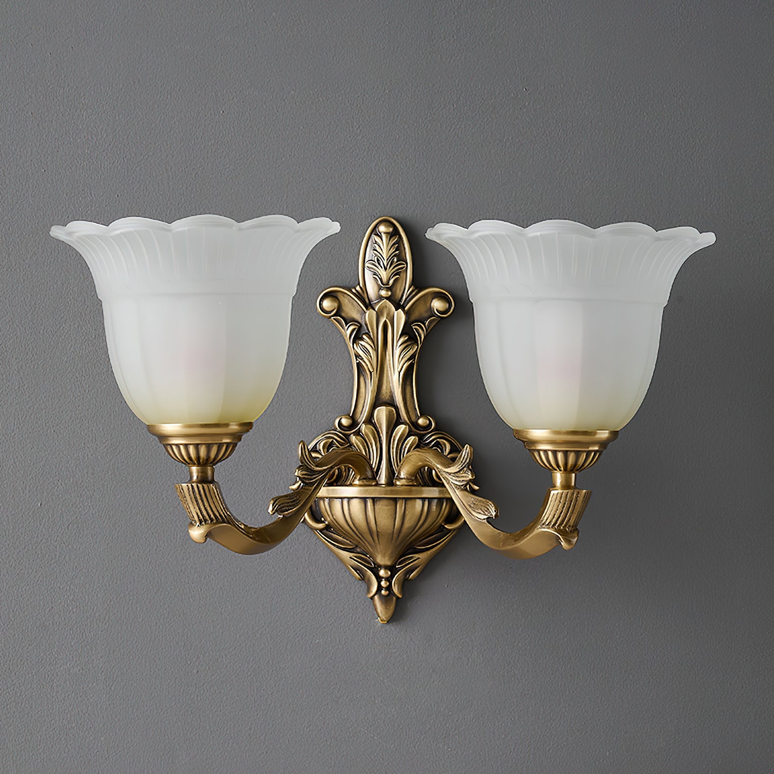 Sifuvyd Luxury Flower Brass Glass Metal Sconce - Lamp Copper